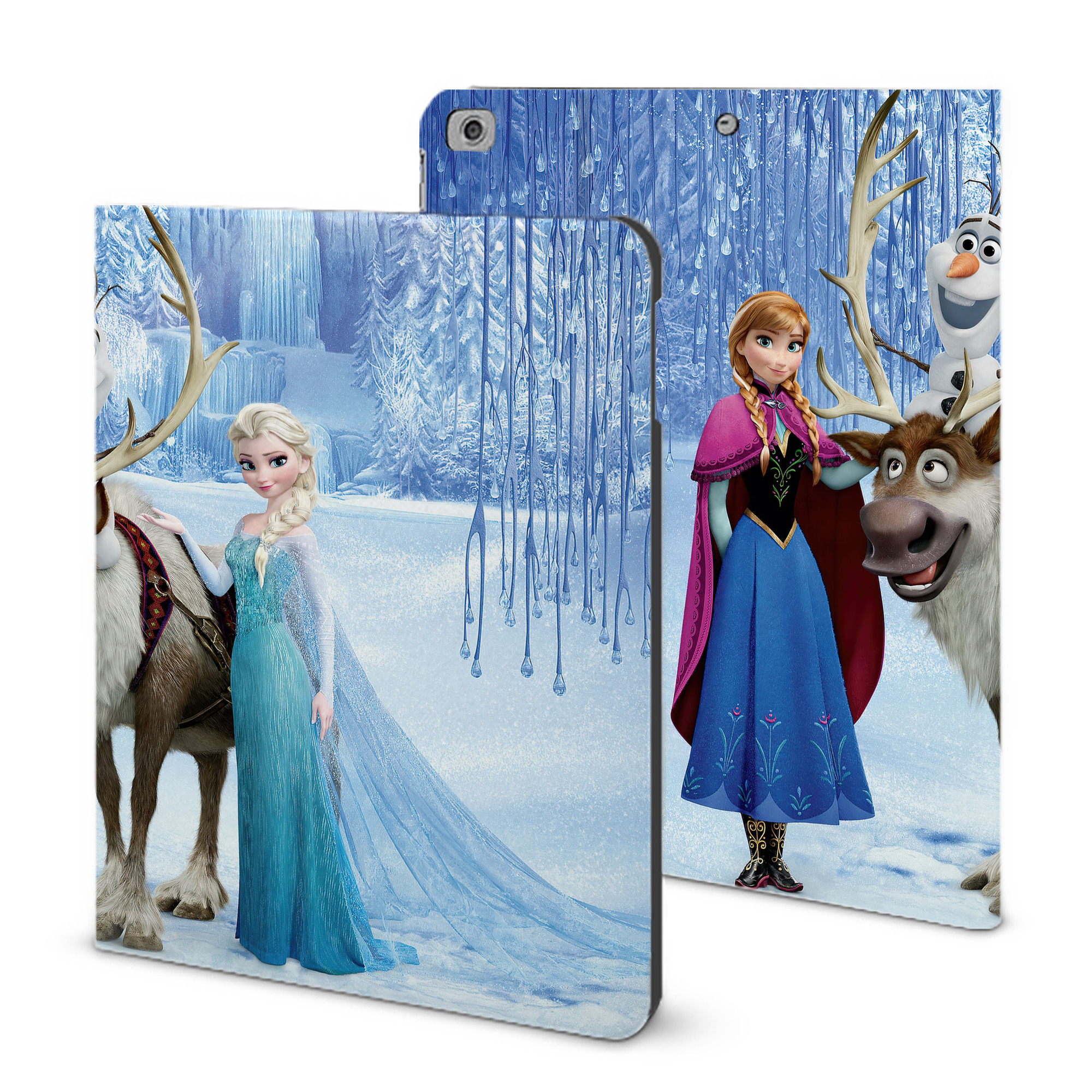 （画像用） アナと雪の女王 アンナ エルサ Frozen Anna Elsa IPad ケース ブック型 PUレザー TPU 耐衝撃 軽量 薄型 ペン収納なし 全面保護 IPad 各モデル対応